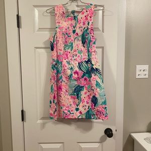 Mila Stretch Shift Dress In Multi Via Flora